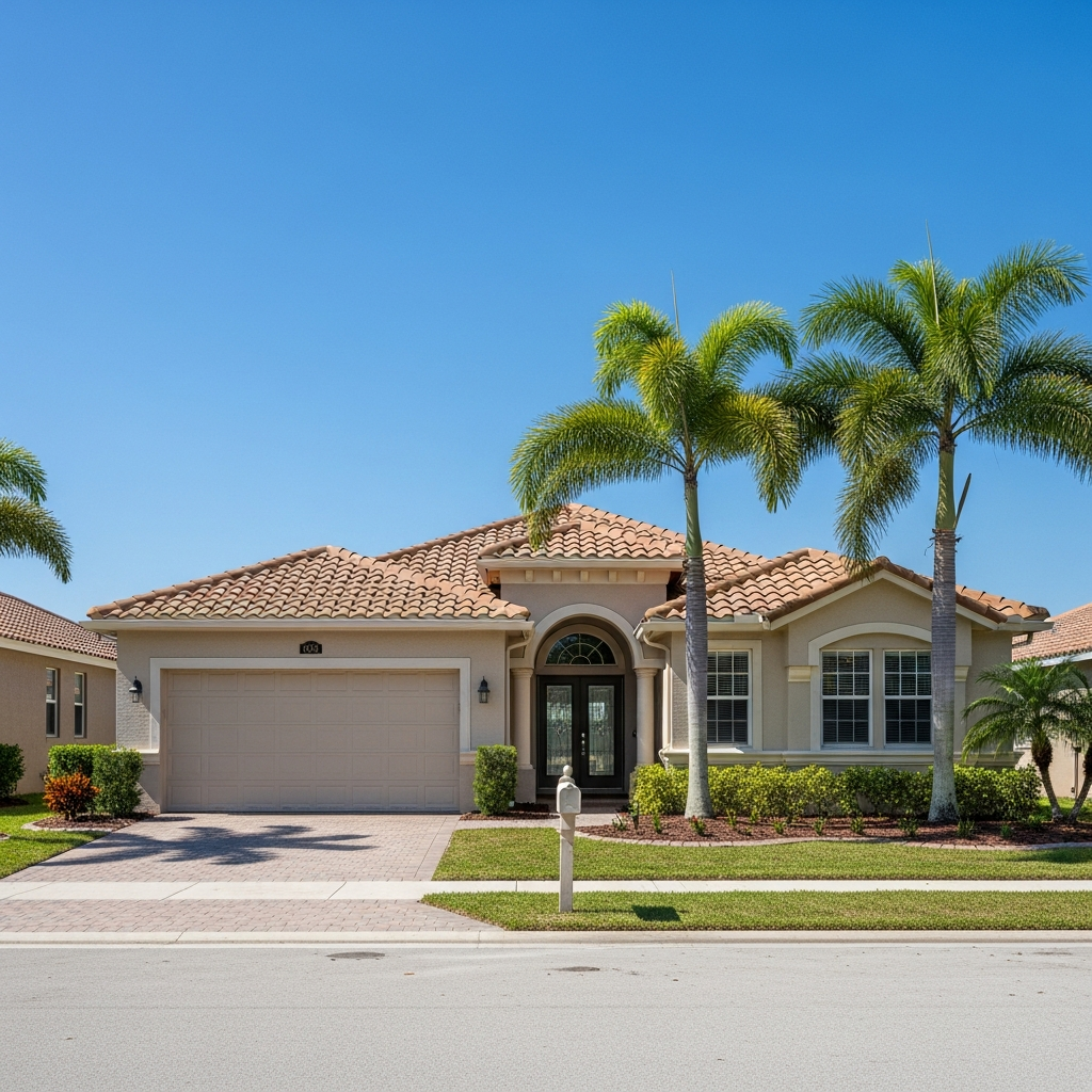 After: Fully restored Boca Raton Florida home with new roof and landscaping